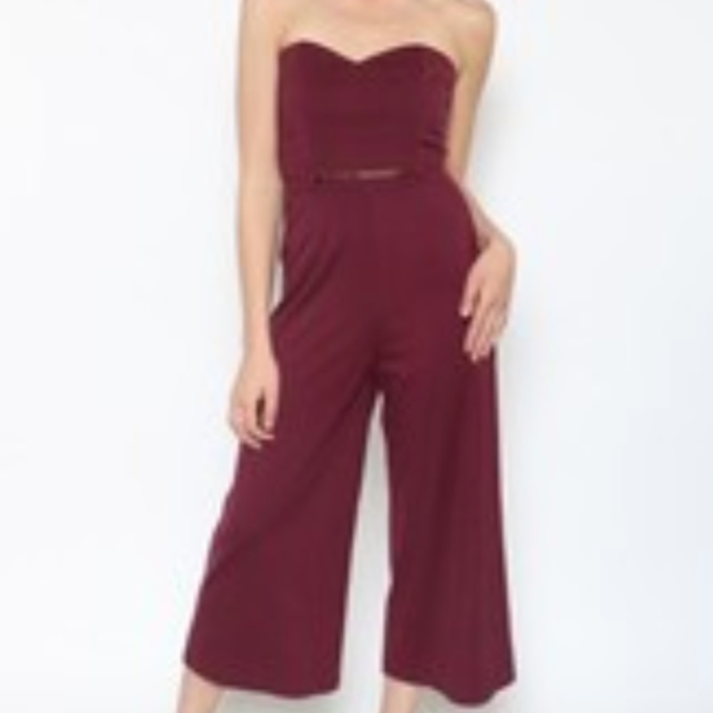 HAVE Red Strapless Jumpsuit w/ Belt